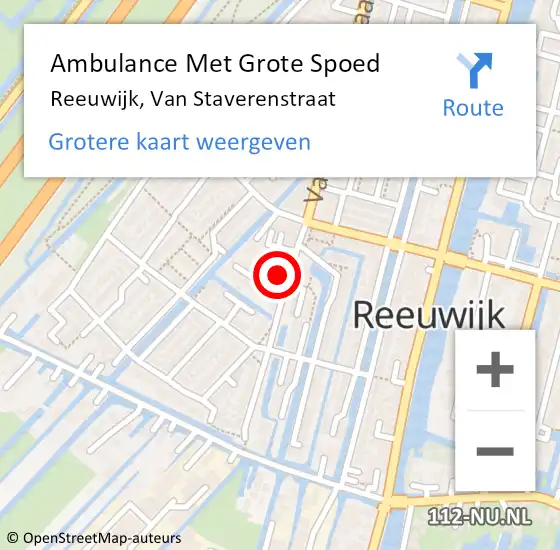 Locatie op kaart van de 112 melding: Ambulance Met Grote Spoed Naar Reeuwijk, Van Staverenstraat op 1 september 2024 03:22