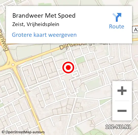 Locatie op kaart van de 112 melding: Brandweer Met Spoed Naar Zeist, Vrijheidsplein op 1 september 2024 04:59