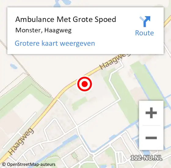 Locatie op kaart van de 112 melding: Ambulance Met Grote Spoed Naar Monster, Haagweg op 1 september 2024 06:45