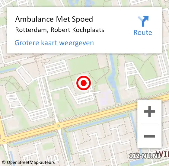 Locatie op kaart van de 112 melding: Ambulance Met Spoed Naar Rotterdam, Robert Kochplaats op 1 september 2024 07:07