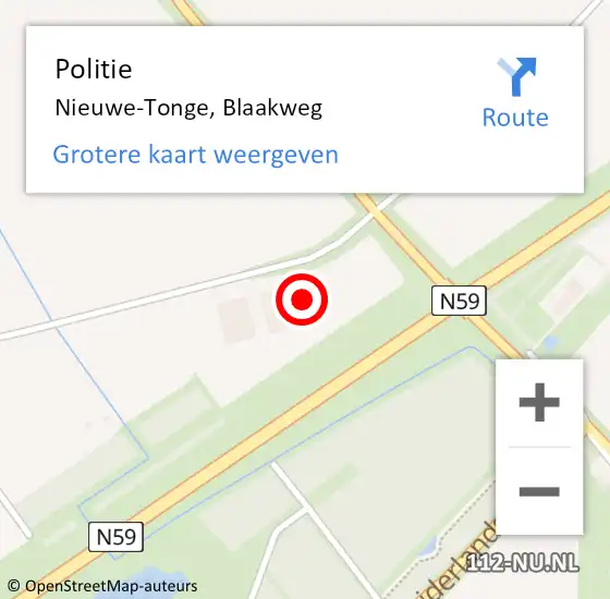 Locatie op kaart van de 112 melding: Politie Nieuwe-Tonge, Blaakweg op 1 september 2024 07:52