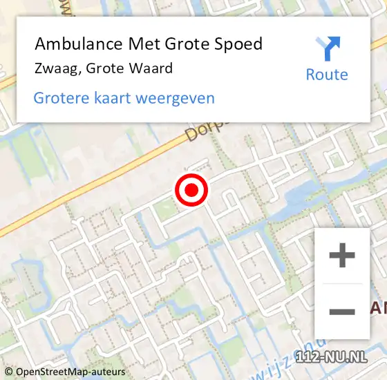 Locatie op kaart van de 112 melding: Ambulance Met Grote Spoed Naar Zwaag, Grote Waard op 1 september 2024 08:17