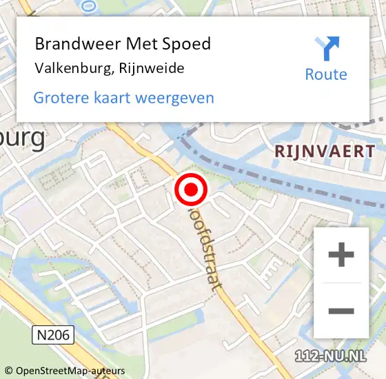 Locatie op kaart van de 112 melding: Brandweer Met Spoed Naar Valkenburg, Rijnweide op 1 september 2024 08:46