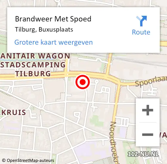 Locatie op kaart van de 112 melding: Brandweer Met Spoed Naar Tilburg, Buxusplaats op 1 september 2024 08:49