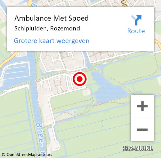 Locatie op kaart van de 112 melding: Ambulance Met Spoed Naar Schipluiden, Rozemond op 1 september 2024 09:07