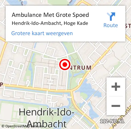 Locatie op kaart van de 112 melding: Ambulance Met Grote Spoed Naar Hendrik-Ido-Ambacht, Hoge Kade op 1 september 2024 09:16