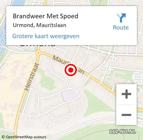 Locatie op kaart van de 112 melding: Brandweer Met Spoed Naar Urmond, Mauritslaan op 1 september 2024 09:18