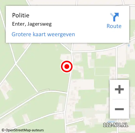 Locatie op kaart van de 112 melding: Politie Enter, Jagersweg op 1 september 2024 09:20