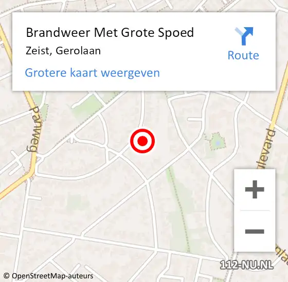 Locatie op kaart van de 112 melding: Brandweer Met Grote Spoed Naar Zeist, Gerolaan op 1 september 2024 09:48