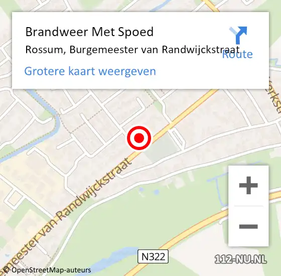 Locatie op kaart van de 112 melding: Brandweer Met Spoed Naar Rossum, Burgemeester van Randwijckstraat op 1 september 2024 09:59