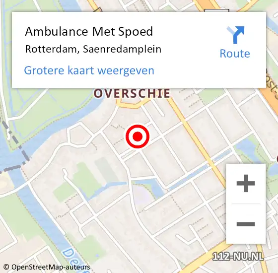 Locatie op kaart van de 112 melding: Ambulance Met Spoed Naar Rotterdam, Saenredamplein op 1 september 2024 10:05