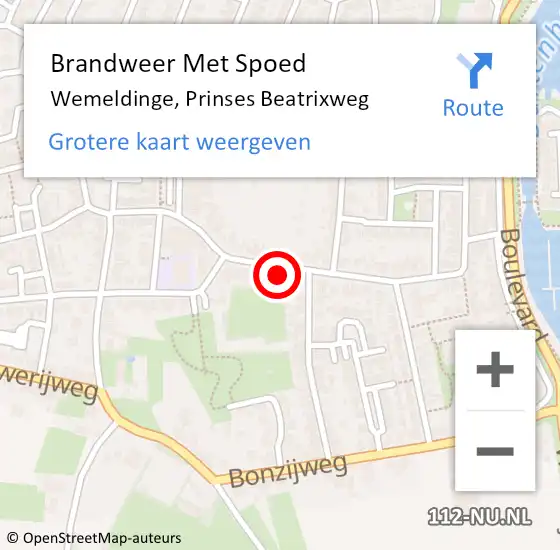 Locatie op kaart van de 112 melding: Brandweer Met Spoed Naar Wemeldinge, Prinses Beatrixweg op 1 september 2024 10:06