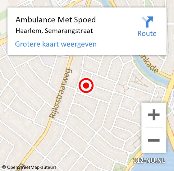 Locatie op kaart van de 112 melding: Ambulance Met Spoed Naar Haarlem, Semarangstraat op 1 september 2024 10:17