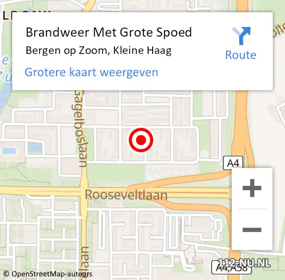 Locatie op kaart van de 112 melding: Brandweer Met Grote Spoed Naar Bergen op Zoom, Kleine Haag op 1 september 2024 10:37