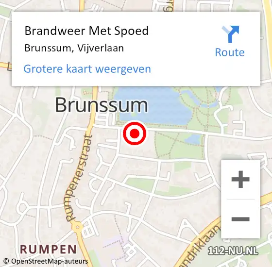 Locatie op kaart van de 112 melding: Brandweer Met Spoed Naar Brunssum, Vijverlaan op 1 september 2024 10:52