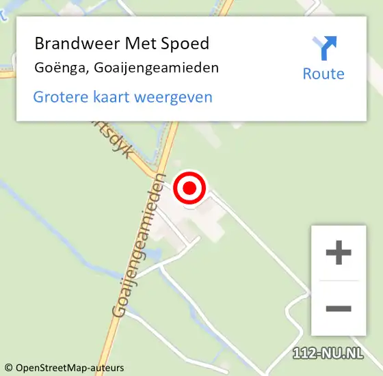 Locatie op kaart van de 112 melding: Brandweer Met Spoed Naar Goënga, Goaijengeamieden op 1 september 2024 11:01