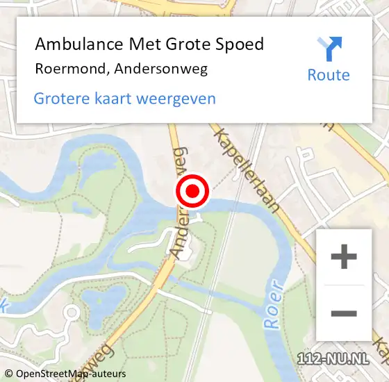 Locatie op kaart van de 112 melding: Ambulance Met Grote Spoed Naar Roermond, Andersonweg op 1 september 2024 11:06