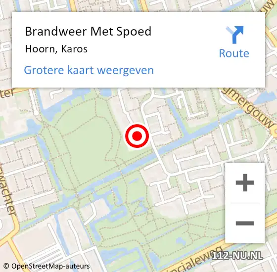 Locatie op kaart van de 112 melding: Brandweer Met Spoed Naar Hoorn, Karos op 1 september 2024 11:40