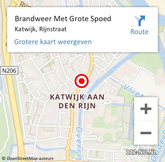 Locatie op kaart van de 112 melding: Brandweer Met Grote Spoed Naar Katwijk, Rijnstraat op 1 september 2024 11:56