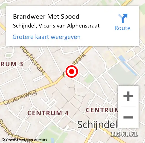 Locatie op kaart van de 112 melding: Brandweer Met Spoed Naar Schijndel, Vicaris van Alphenstraat op 1 september 2024 11:59