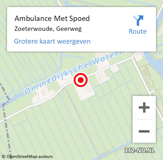 Locatie op kaart van de 112 melding: Ambulance Met Spoed Naar Zoeterwoude, Geerweg op 1 september 2024 12:03