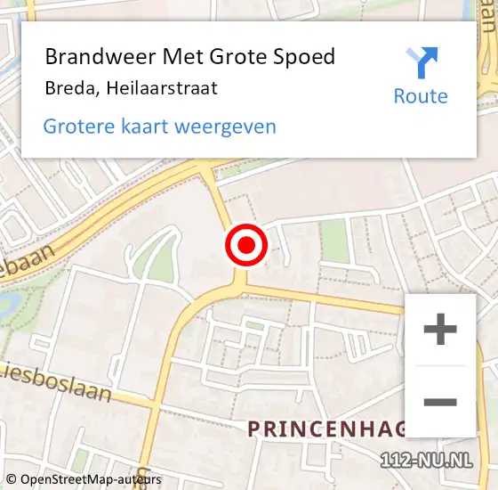 Locatie op kaart van de 112 melding: Brandweer Met Grote Spoed Naar Breda, Heilaarstraat op 1 september 2024 12:06