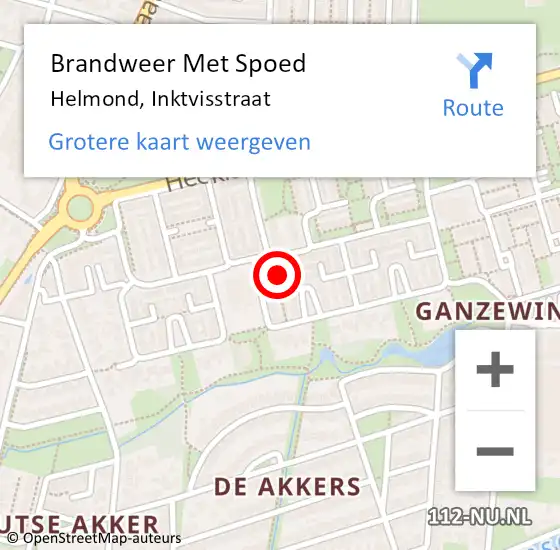 Locatie op kaart van de 112 melding: Brandweer Met Spoed Naar Helmond, Inktvisstraat op 1 september 2024 12:24