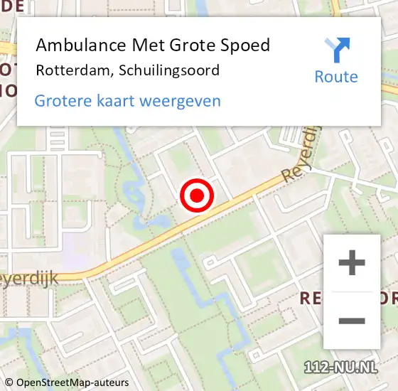 Locatie op kaart van de 112 melding: Ambulance Met Grote Spoed Naar Rotterdam, Schuilingsoord op 1 september 2024 12:38