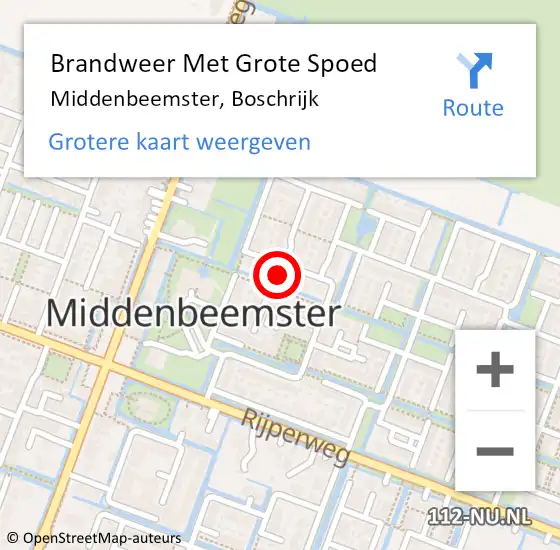 Locatie op kaart van de 112 melding: Brandweer Met Grote Spoed Naar Middenbeemster, Boschrijk op 1 september 2024 12:52