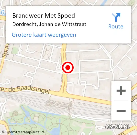 Locatie op kaart van de 112 melding: Brandweer Met Spoed Naar Dordrecht, Johan de Wittstraat op 1 september 2024 13:00