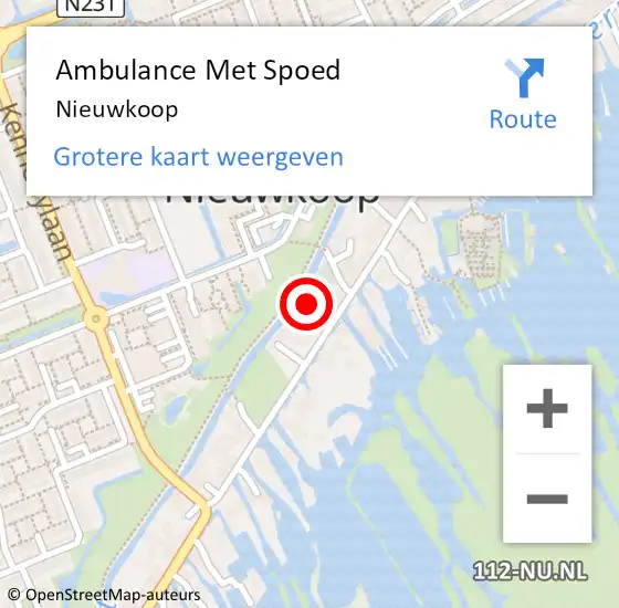 Locatie op kaart van de 112 melding: Ambulance Met Spoed Naar Nieuwkoop op 1 september 2024 13:05