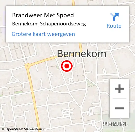 Locatie op kaart van de 112 melding: Brandweer Met Spoed Naar Bennekom, Schapenoordseweg op 1 september 2024 13:21