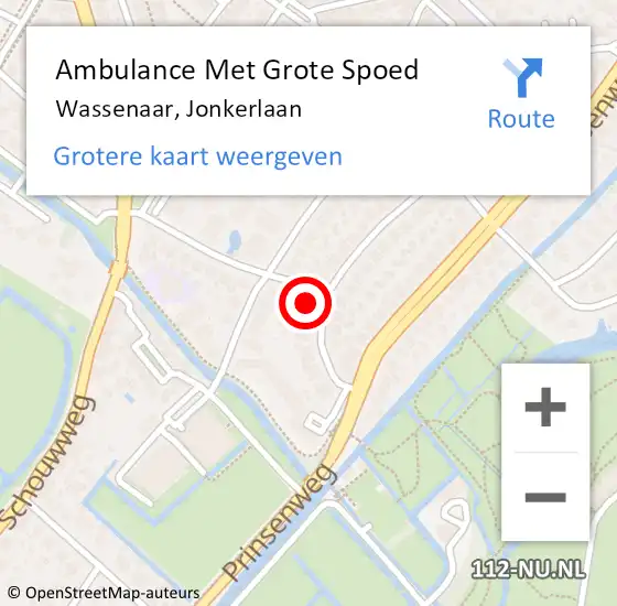 Locatie op kaart van de 112 melding: Ambulance Met Grote Spoed Naar Wassenaar, Jonkerlaan op 1 september 2024 13:43