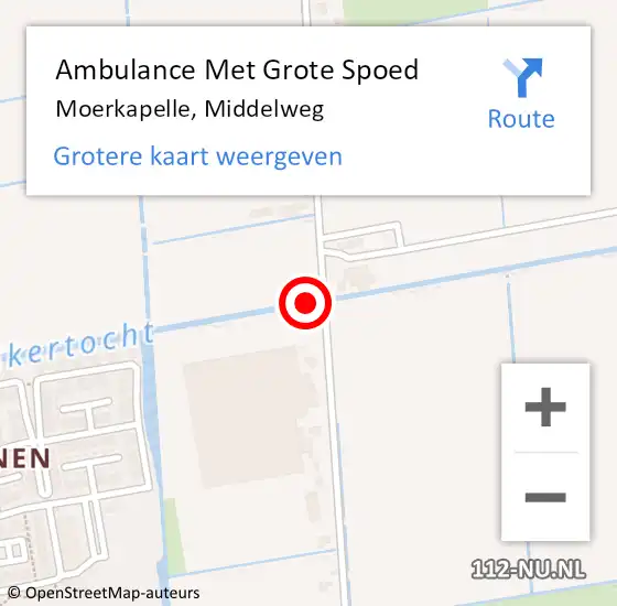 Locatie op kaart van de 112 melding: Ambulance Met Grote Spoed Naar Moerkapelle, Middelweg op 1 september 2024 13:50