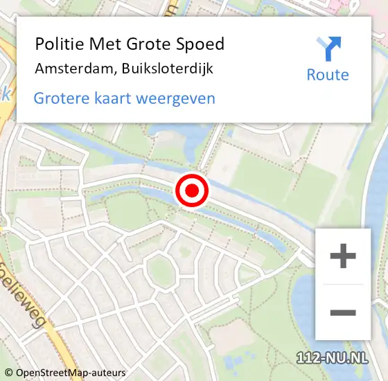 Locatie op kaart van de 112 melding: Politie Met Grote Spoed Naar Amsterdam, Buiksloterdijk op 1 september 2024 14:07