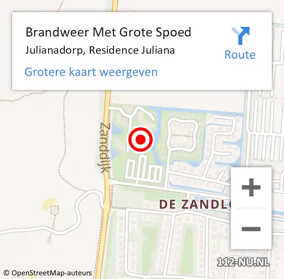 Locatie op kaart van de 112 melding: Brandweer Met Grote Spoed Naar Julianadorp, Residence Juliana op 1 september 2024 14:13