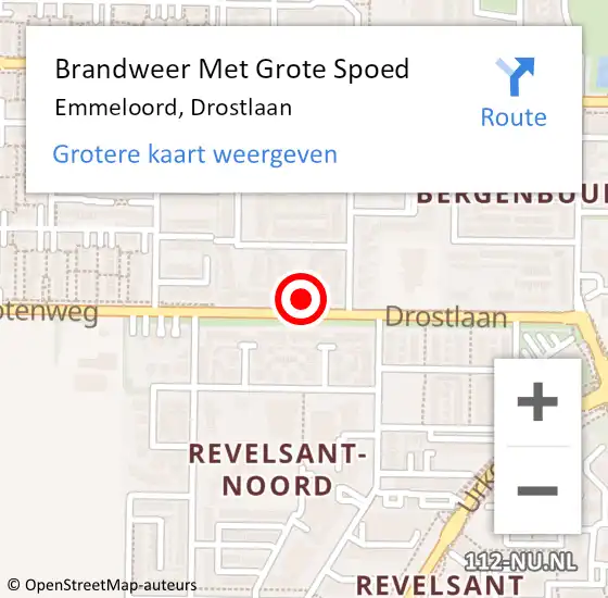 Locatie op kaart van de 112 melding: Brandweer Met Grote Spoed Naar Emmeloord, Drostlaan op 1 september 2024 14:19