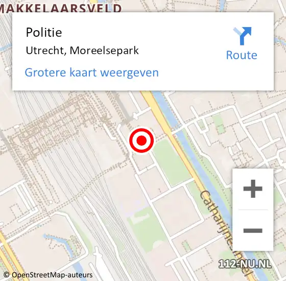 Locatie op kaart van de 112 melding: Politie Utrecht, Moreelsepark op 1 september 2024 14:24