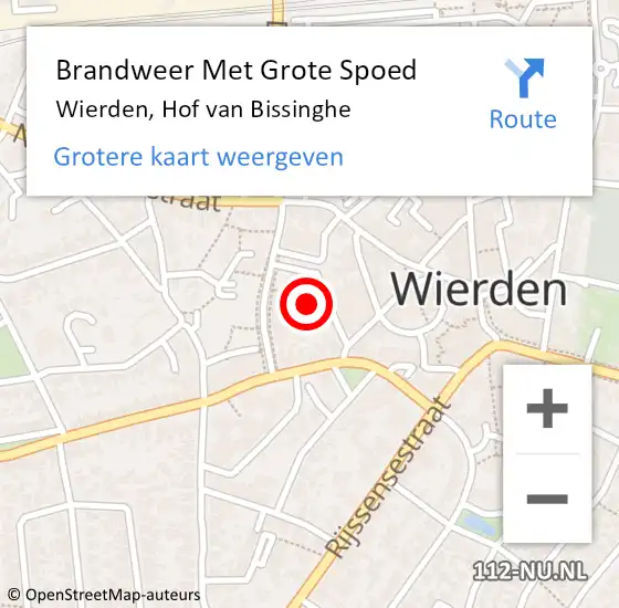 Locatie op kaart van de 112 melding: Brandweer Met Grote Spoed Naar Wierden, Hof van Bissinghe op 1 september 2024 14:38