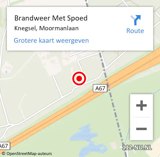 Locatie op kaart van de 112 melding: Brandweer Met Spoed Naar Knegsel, Moormanlaan op 1 september 2024 14:47