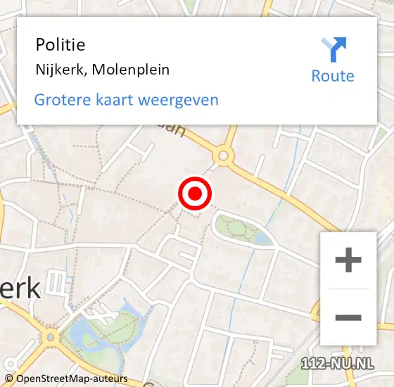 Locatie op kaart van de 112 melding: Politie Nijkerk, Molenplein op 1 september 2024 14:49