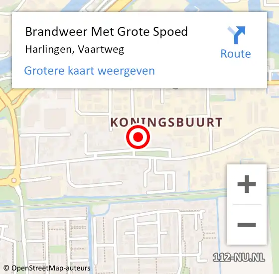 Locatie op kaart van de 112 melding: Brandweer Met Grote Spoed Naar Harlingen, Vaartweg op 9 september 2013 22:45