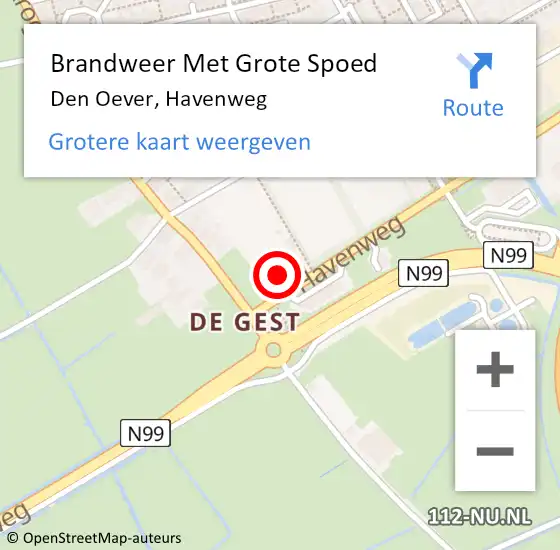 Locatie op kaart van de 112 melding: Brandweer Met Grote Spoed Naar Den Oever, Havenweg op 1 september 2024 14:52