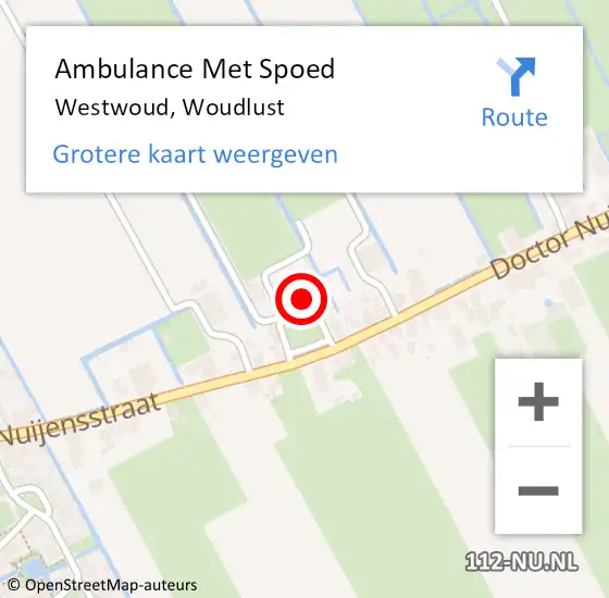 Locatie op kaart van de 112 melding: Ambulance Met Spoed Naar Westwoud, Woudlust op 1 september 2024 15:10