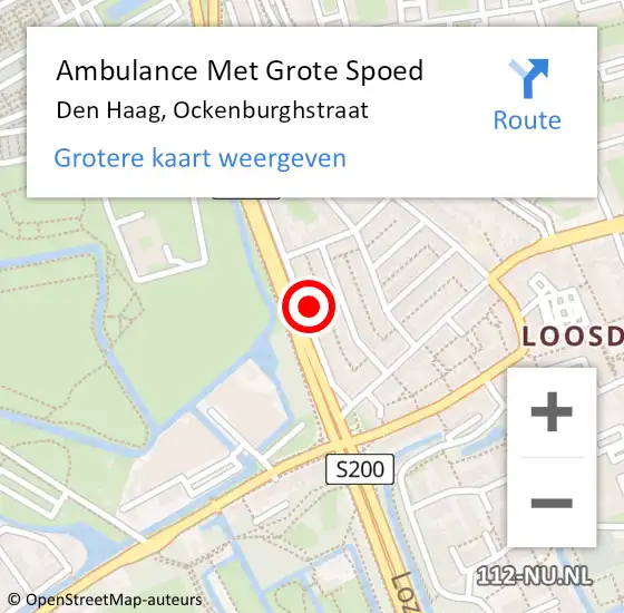 Locatie op kaart van de 112 melding: Ambulance Met Grote Spoed Naar Den Haag, Ockenburghstraat op 1 september 2024 15:11