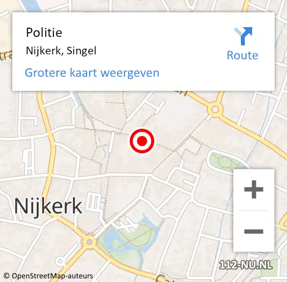 Locatie op kaart van de 112 melding: Politie Nijkerk, Singel op 1 september 2024 15:14