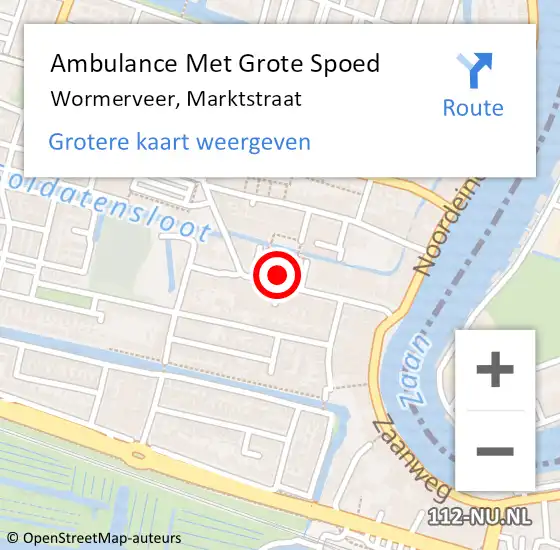 Locatie op kaart van de 112 melding: Ambulance Met Grote Spoed Naar Wormerveer, Marktstraat op 1 september 2024 15:26