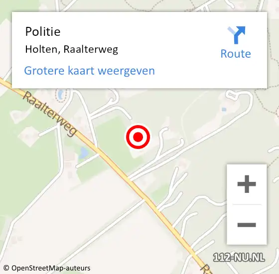 Locatie op kaart van de 112 melding: Politie Holten, Raalterweg op 1 september 2024 15:28