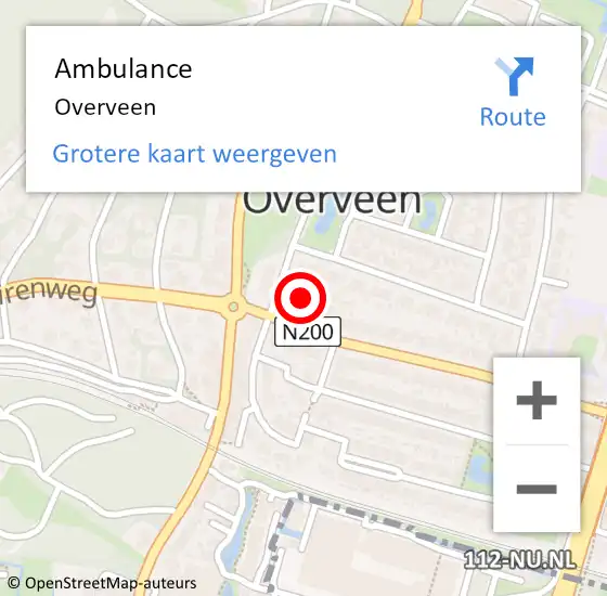 Locatie op kaart van de 112 melding: Ambulance Overveen op 1 september 2024 15:30