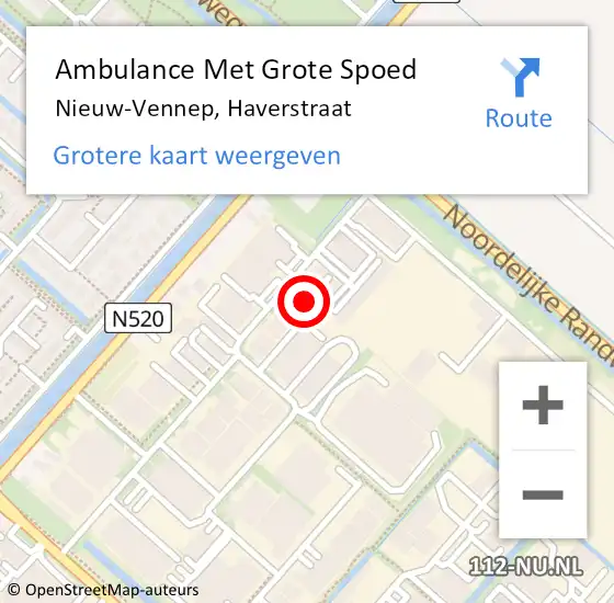 Locatie op kaart van de 112 melding: Ambulance Met Grote Spoed Naar Nieuw-Vennep, Haverstraat op 1 september 2024 15:40